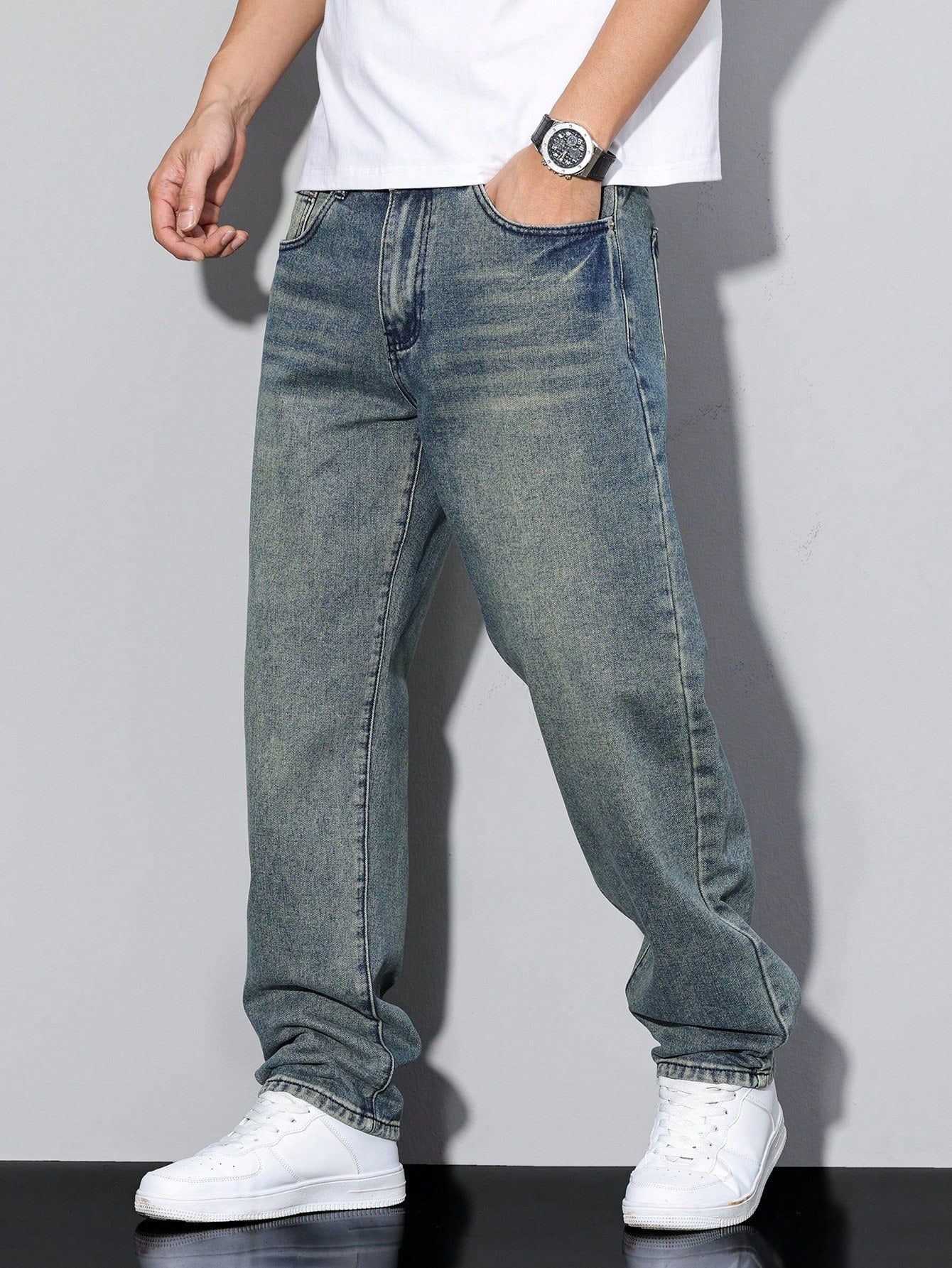 Herren Jeans Lockerer Schnitt – Bequeme Straight Fit Hose für Alltag & Freizeit