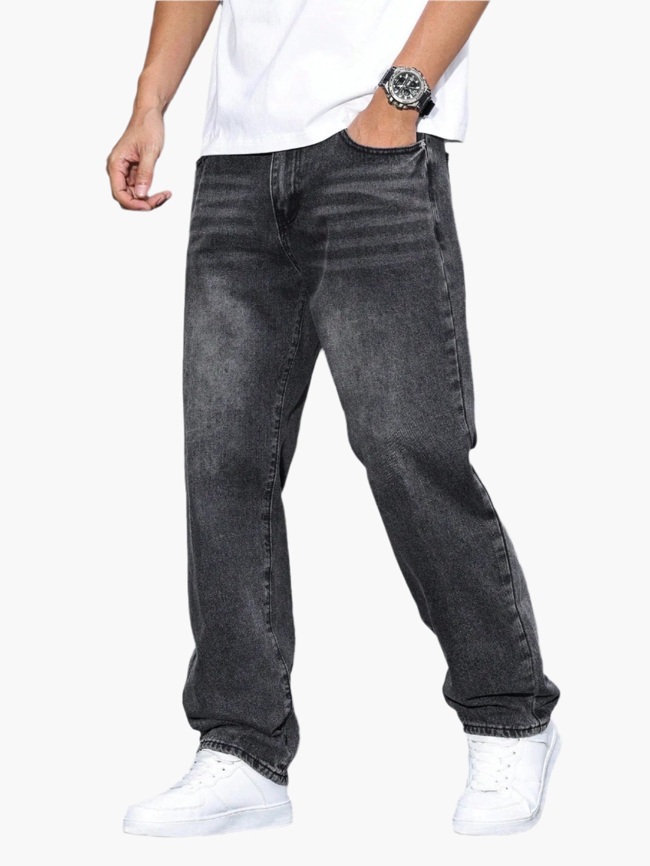 Herren Jeans Lockerer Schnitt – Bequeme Straight Fit Hose für Alltag & Freizeit