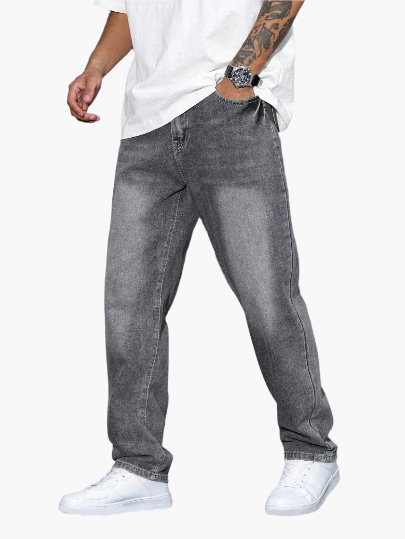 Herren Jeans Lockerer Schnitt – Bequeme Straight Fit Hose für Alltag & Freizeit
