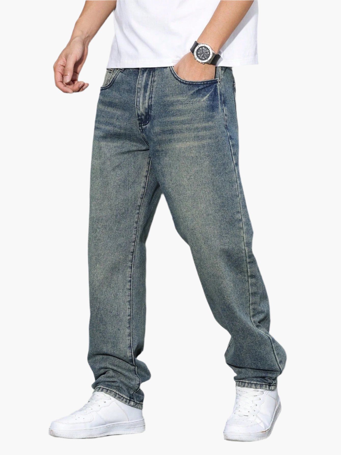 Herren Jeans Lockerer Schnitt – Bequeme Straight Fit Hose für Alltag & Freizeit