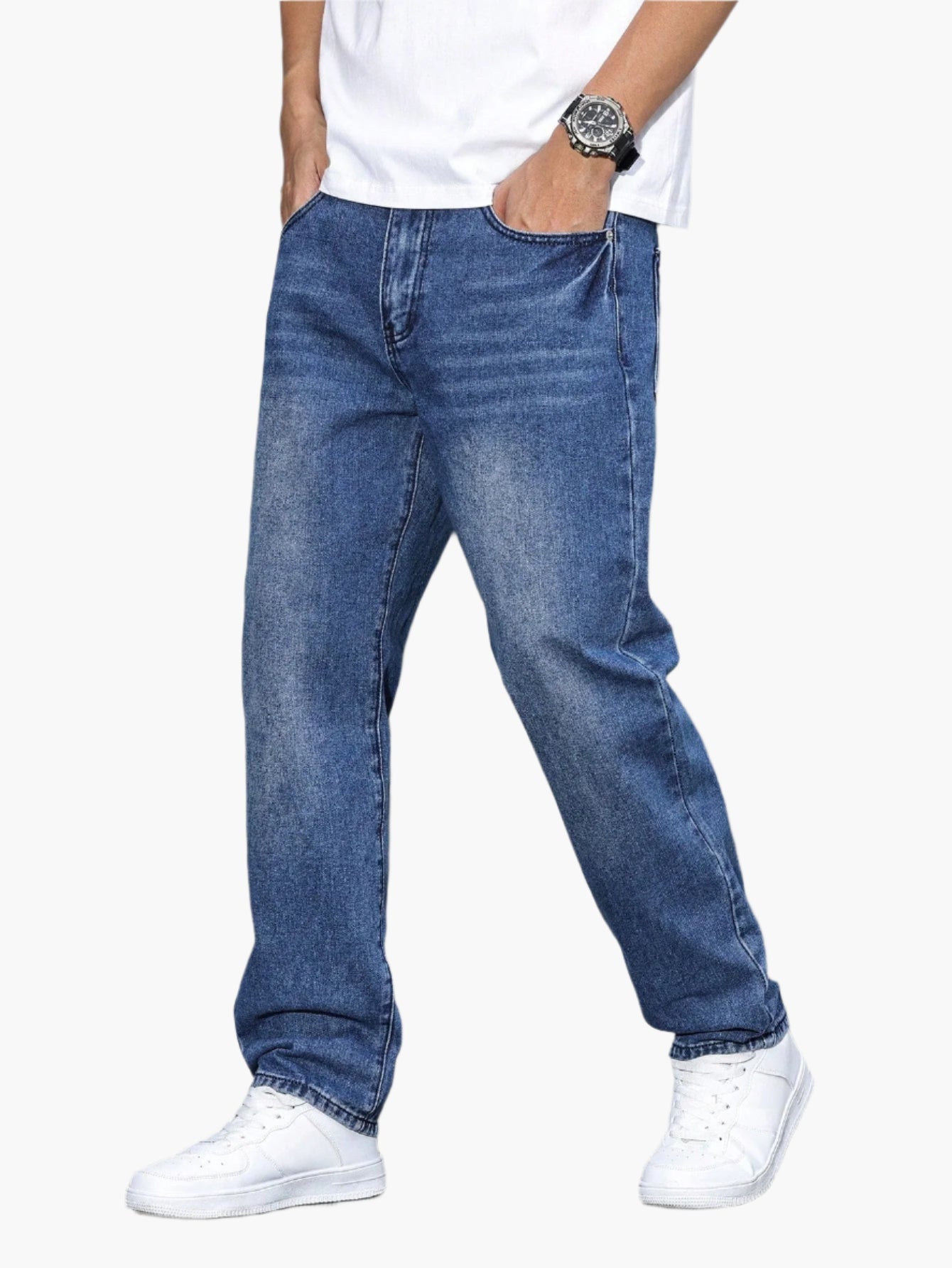 Herren Jeans Lockerer Schnitt – Bequeme Straight Fit Hose für Alltag & Freizeit