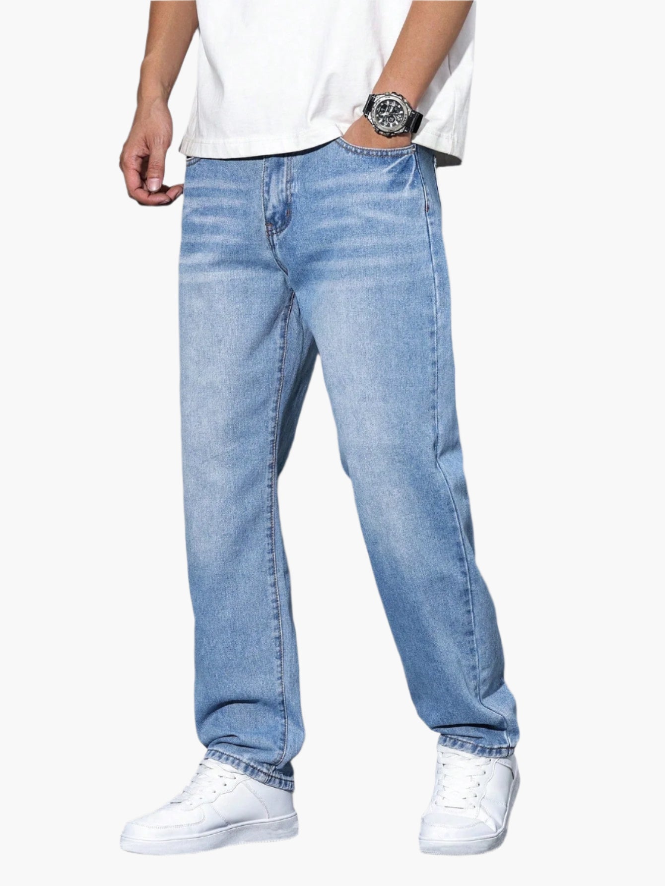 Herren Jeans Lockerer Schnitt – Bequeme Straight Fit Hose für Alltag & Freizeit