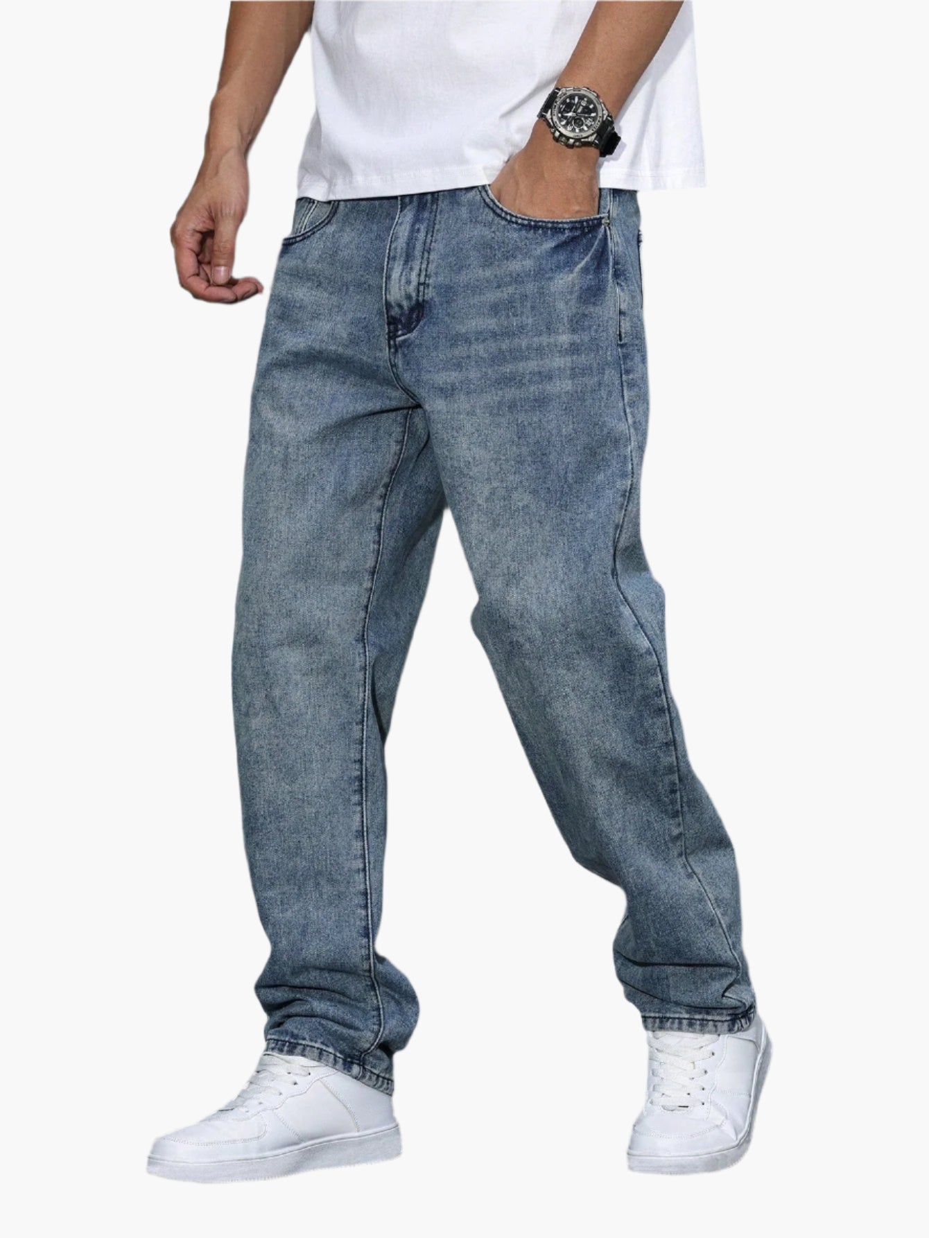 Herren Jeans Lockerer Schnitt – Bequeme Straight Fit Hose für Alltag & Freizeit