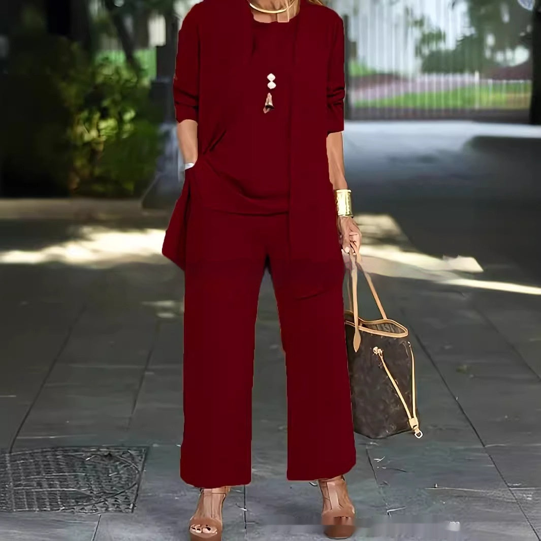Donna – Temperament Anzug mit Weitem Bein und Ausgestelltem Cardigan
