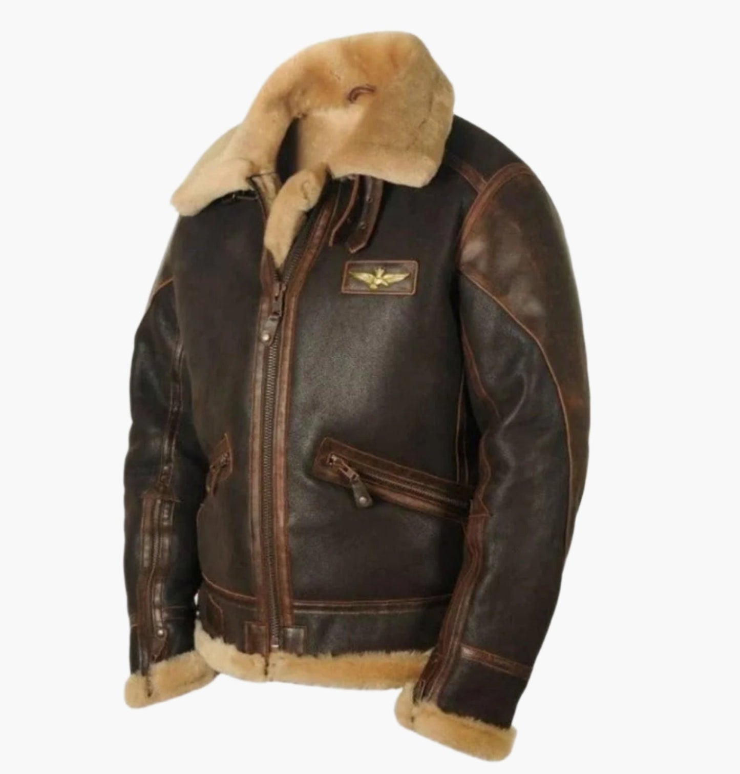Herren Vintage Fliegerjacke mit Fellkragen – Klassische Winter Veganlederjacke für stilvolle Outdoor-Abenteuer