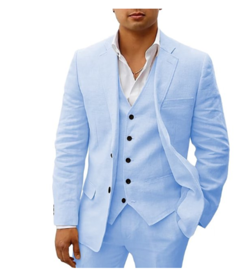 Eleganter Herren-Sommeranzug im 3-teiligen Set für Hochzeit & Event