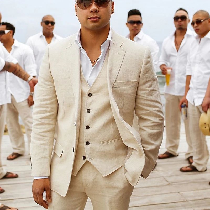 Eleganter Herren-Sommeranzug im 3-teiligen Set für Hochzeit & Event