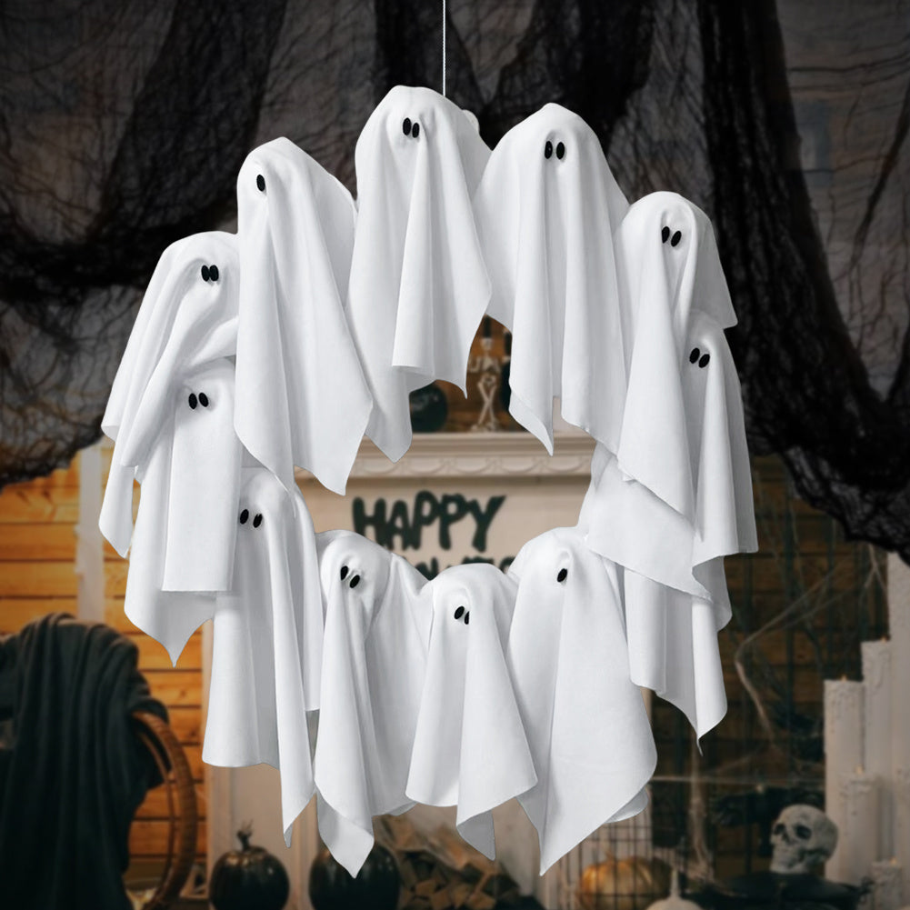 Halloween Geisterkranz – Leuchtende Deko für Tür, Wand & Party