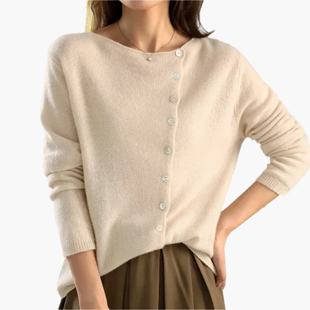 Damen Strickjacke mit seitlicher Knopfleiste – Eleganter Alltags-Cardigan