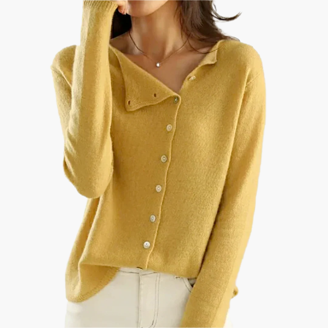 Damen Strickjacke mit seitlicher Knopfleiste – Eleganter Alltags-Cardigan