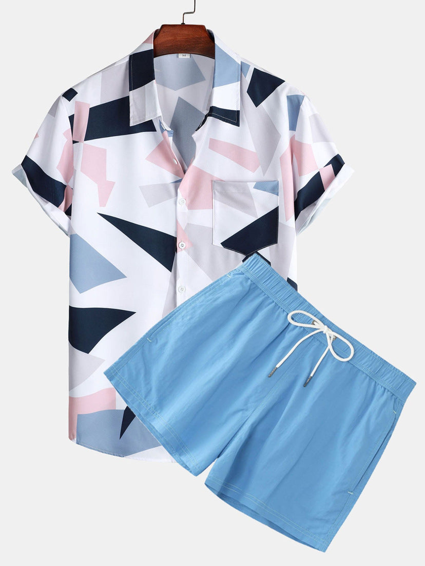 Herren Sommer Freizeit Set – Kurzarm Hemd und Shorts, Modernes Design, Ideal für Alltag & Urlaub