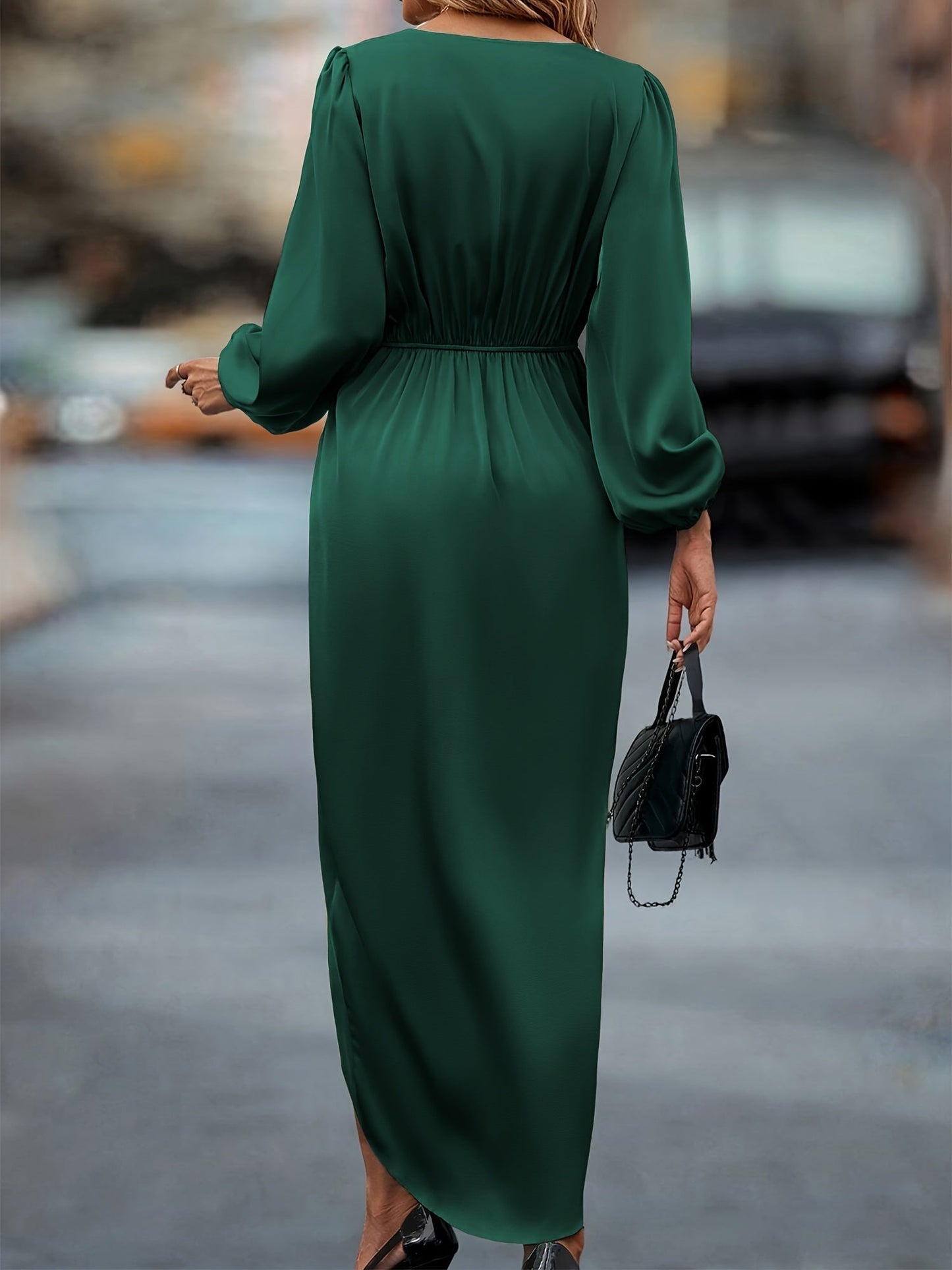 Damen Elegantes Wickelkleid mit Drapierung – Perfekt für festliche Anlässe & Abendveranstaltungen