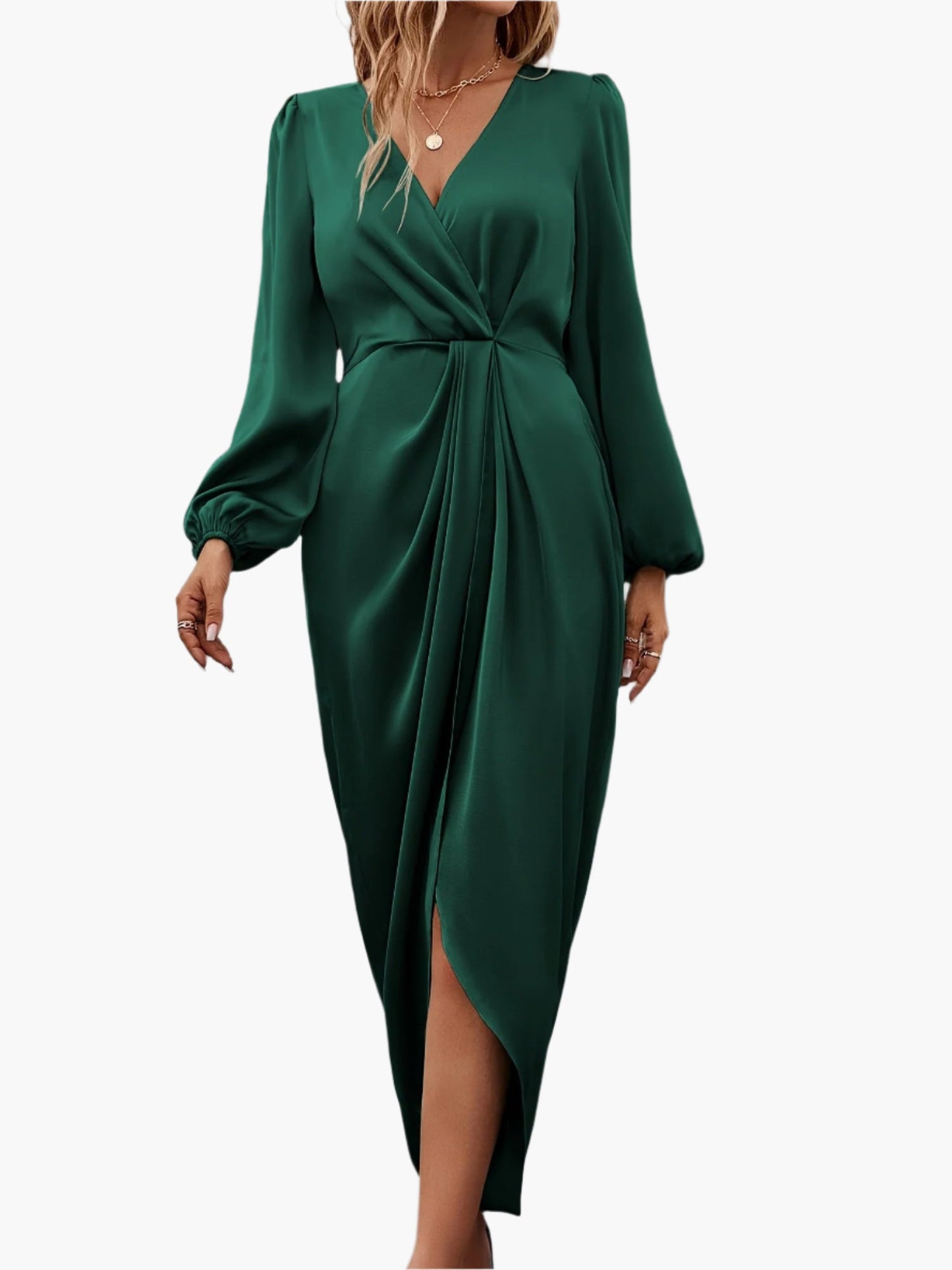 Damen Elegantes Wickelkleid mit Drapierung – Perfekt für festliche Anlässe & Abendveranstaltungen