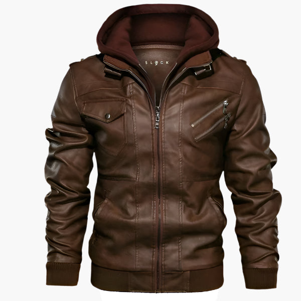 Herren Veganlederjacke mit abnehmbarer Kapuze – Urban Style & Vielseitigkeit