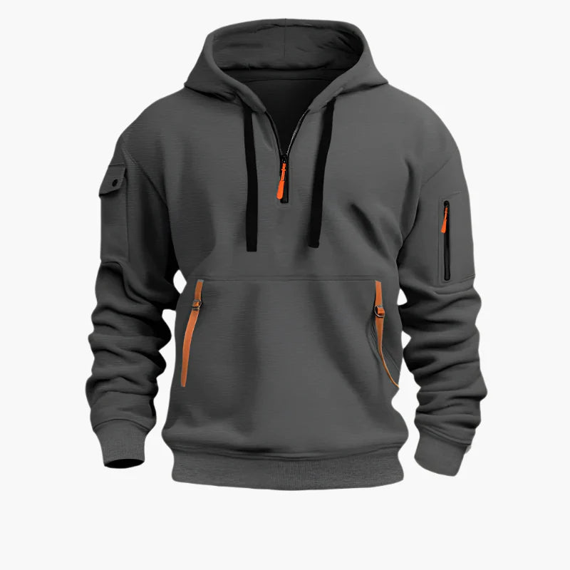 Herren Utility-Hoodie mit Half-Zip – Kapuzenpullover mit Reißverschlusstaschen für Sport & Alltag