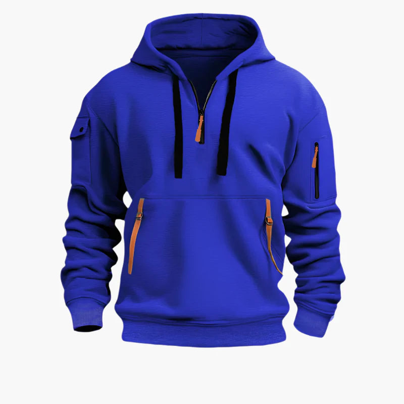Herren Utility-Hoodie mit Half-Zip – Kapuzenpullover mit Reißverschlusstaschen für Sport & Alltag