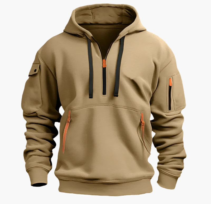 Herren Utility-Hoodie mit Half-Zip – Kapuzenpullover mit Reißverschlusstaschen für Sport & Alltag