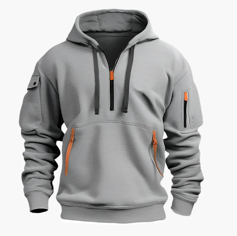 Herren Utility-Hoodie mit Half-Zip – Kapuzenpullover mit Reißverschlusstaschen für Sport & Alltag