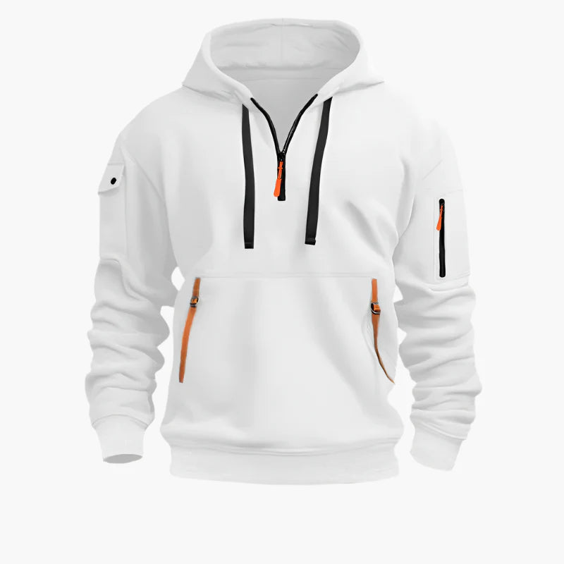 Herren Utility-Hoodie mit Half-Zip – Kapuzenpullover mit Reißverschlusstaschen für Sport & Alltag