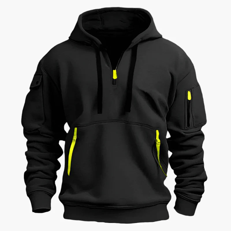 Herren Utility-Hoodie mit Half-Zip – Kapuzenpullover mit Reißverschlusstaschen für Sport & Alltag