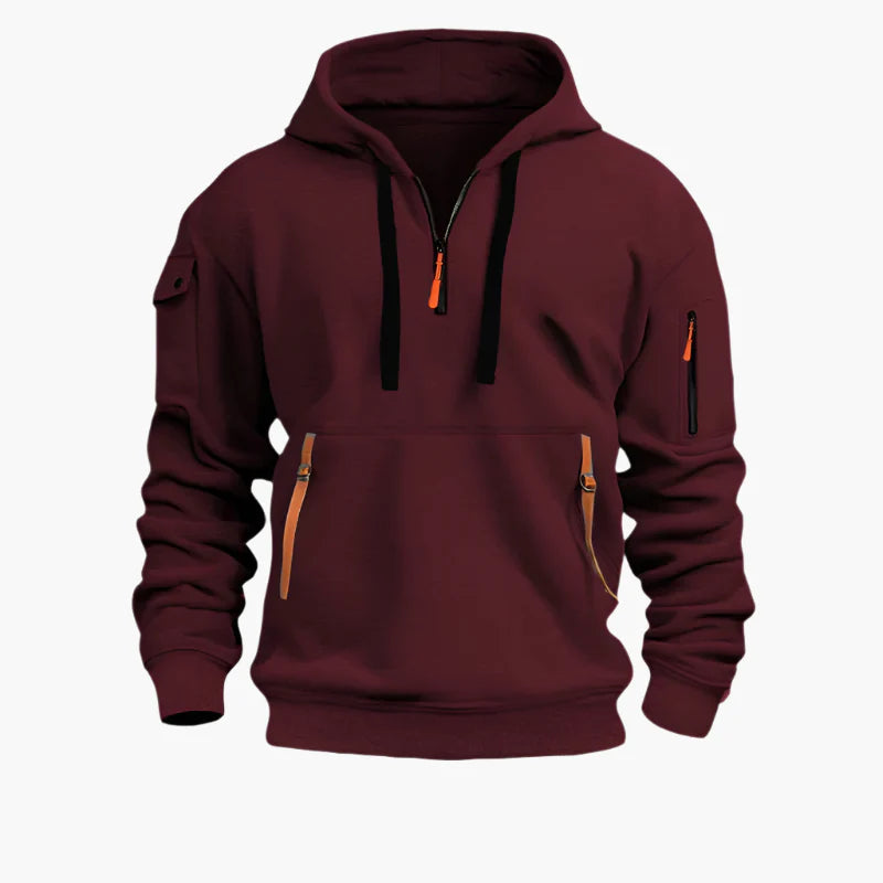 Herren Utility-Hoodie mit Half-Zip – Kapuzenpullover mit Reißverschlusstaschen für Sport & Alltag