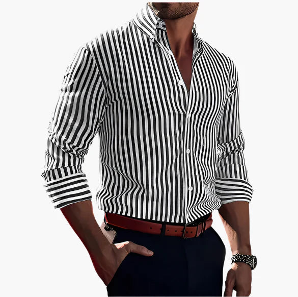 Herren Business Langarmhemd – Klassisches Streifenhemd für Büro & Freizeit
