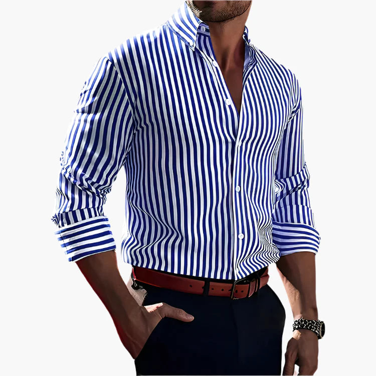 Herren Business Langarmhemd – Klassisches Streifenhemd für Büro & Freizeit