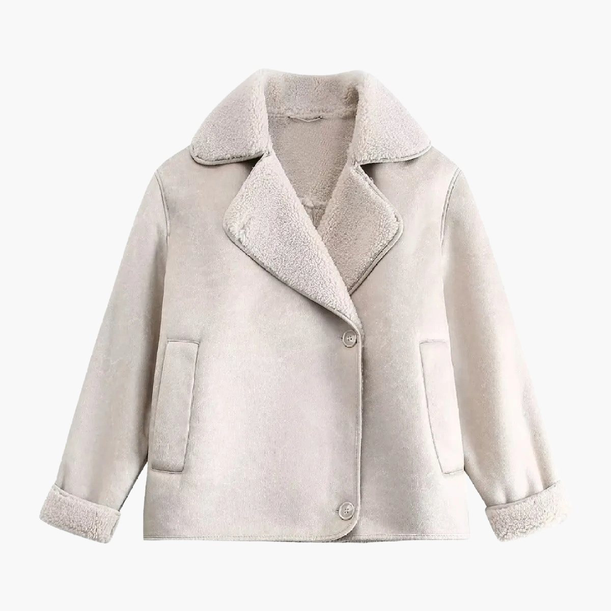 Damen Oversize Streetwear Jacke mit Teddyfutter – Modische Übergangsjacke für Alltag und Freizeit