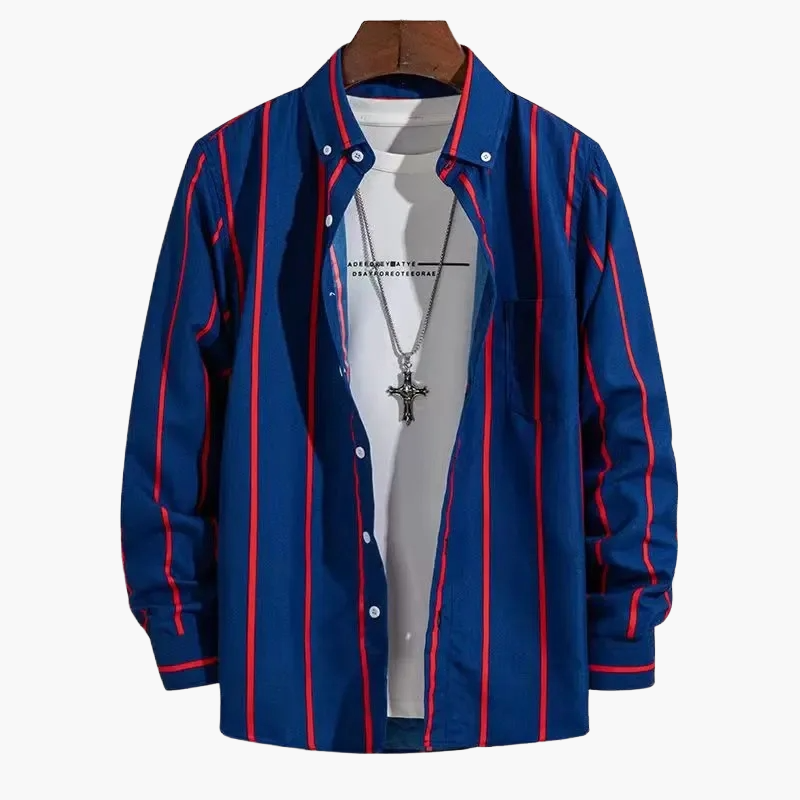 Herren Business Freizeithemd mit Streifenmuster – Modernes Langarmhemd für Büro und Alltag