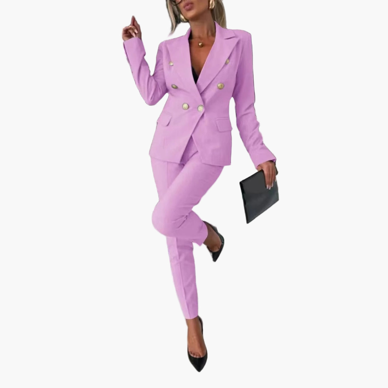 Damen Business Anzug Zweireihig mit Tailliertem Schnitt – Eleganter Hosenanzug für Büro & Abend