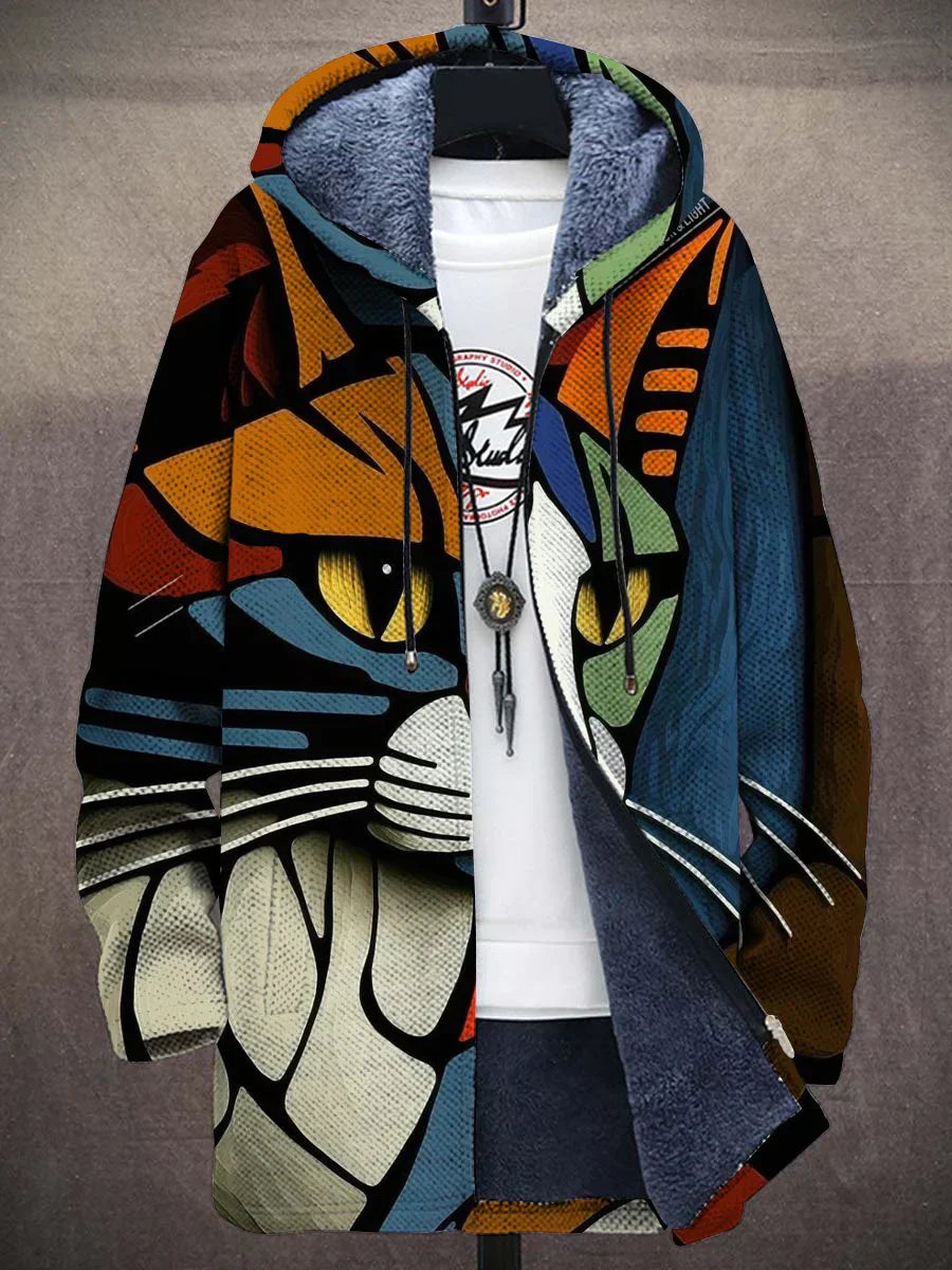 Damen Kunstvolle Hoodie-Jacke mit Katzenmotiv – Modischer Freizeit-Look