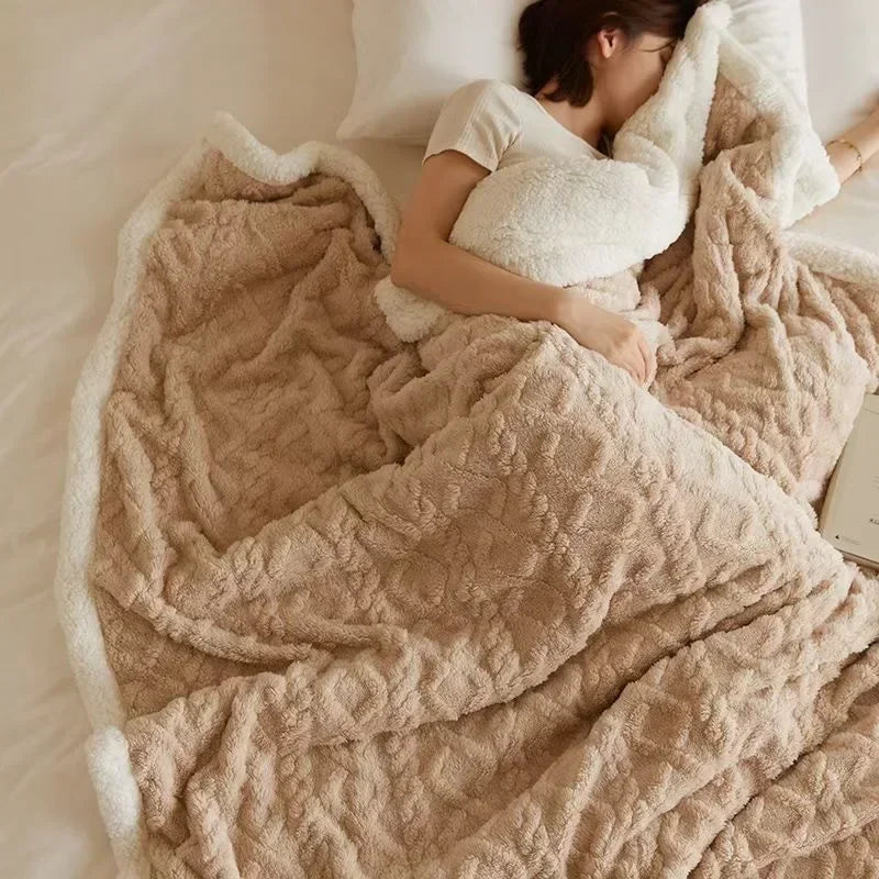 Kuschelige Winter Schlafdecke für Damen und Herren – Luxus Komfortdecke mit Lammwoll-Effekt, perfekt für Schlafzimmer & Sofa
