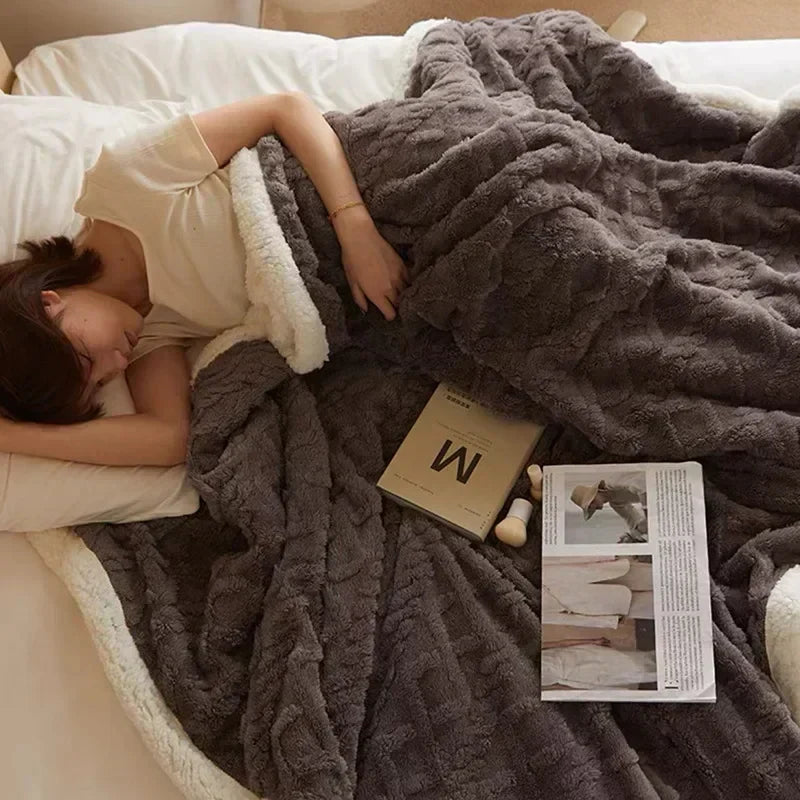 Kuschelige Winter Schlafdecke für Damen und Herren – Luxus Komfortdecke mit Lammwoll-Effekt, perfekt für Schlafzimmer & Sofa