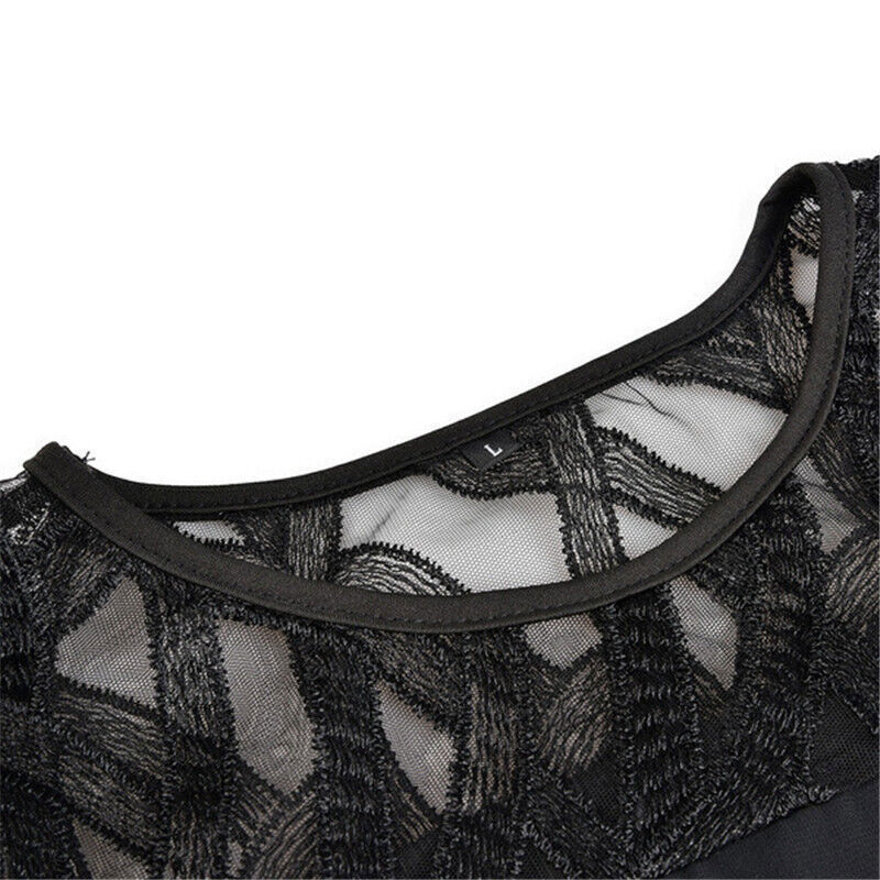Damen Elegantes Midikleid mit Spitzenärmeln – Stilvolles Übergrößen Cocktailkleid für festliche Anlässe