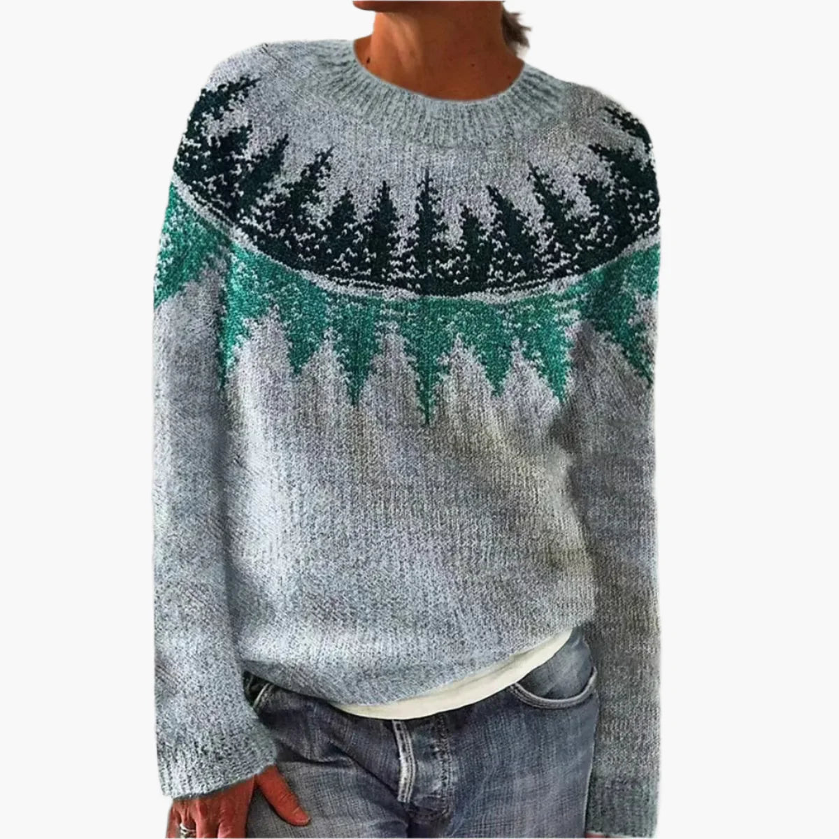 Damen Retro-Strickpullover im Vintage-Stil – Bequemer Herbstpullover mit buntem Muster
