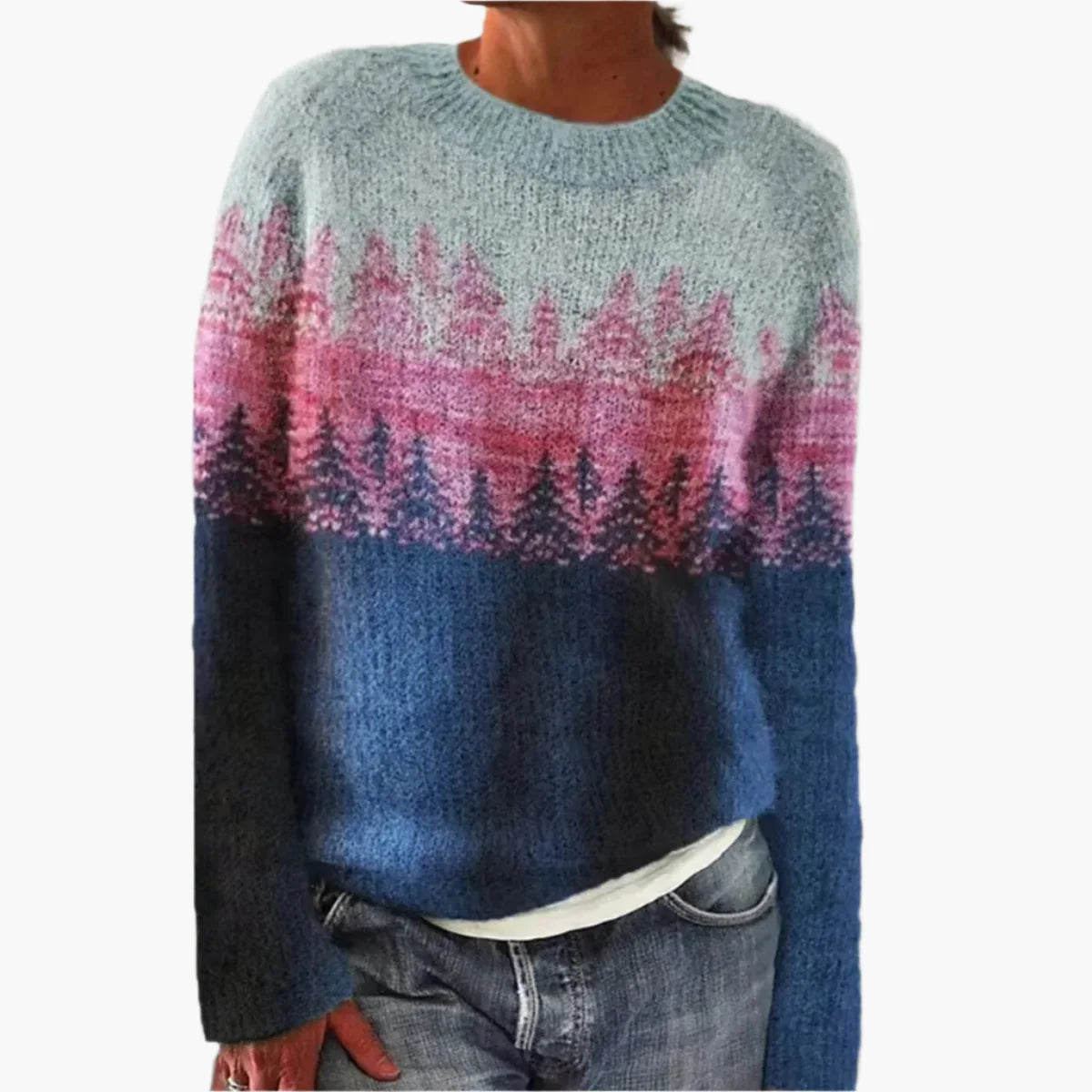 Damen Retro-Strickpullover im Vintage-Stil – Bequemer Herbstpullover mit buntem Muster