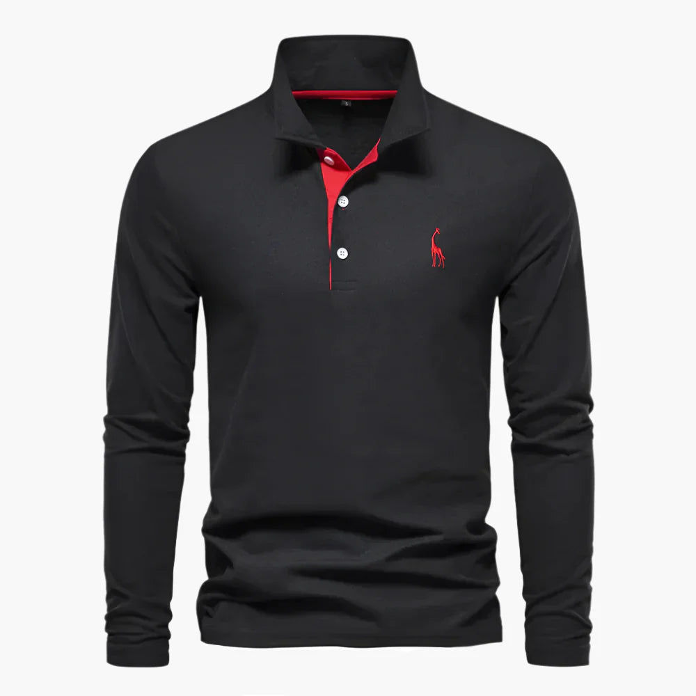 Herren Langarm Polo – Klassisches Poloshirt mit Stickerei für stilvolle Alltags- und Business-Looks