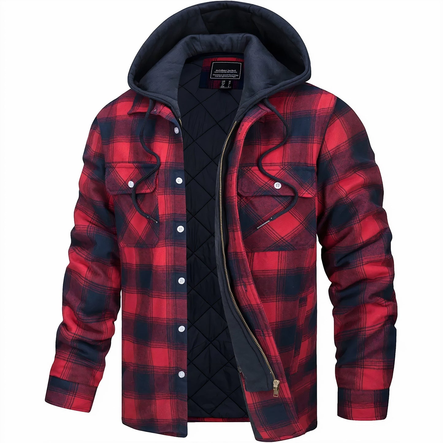 Leon - Karierte Jacke mit Kapuze und Futter