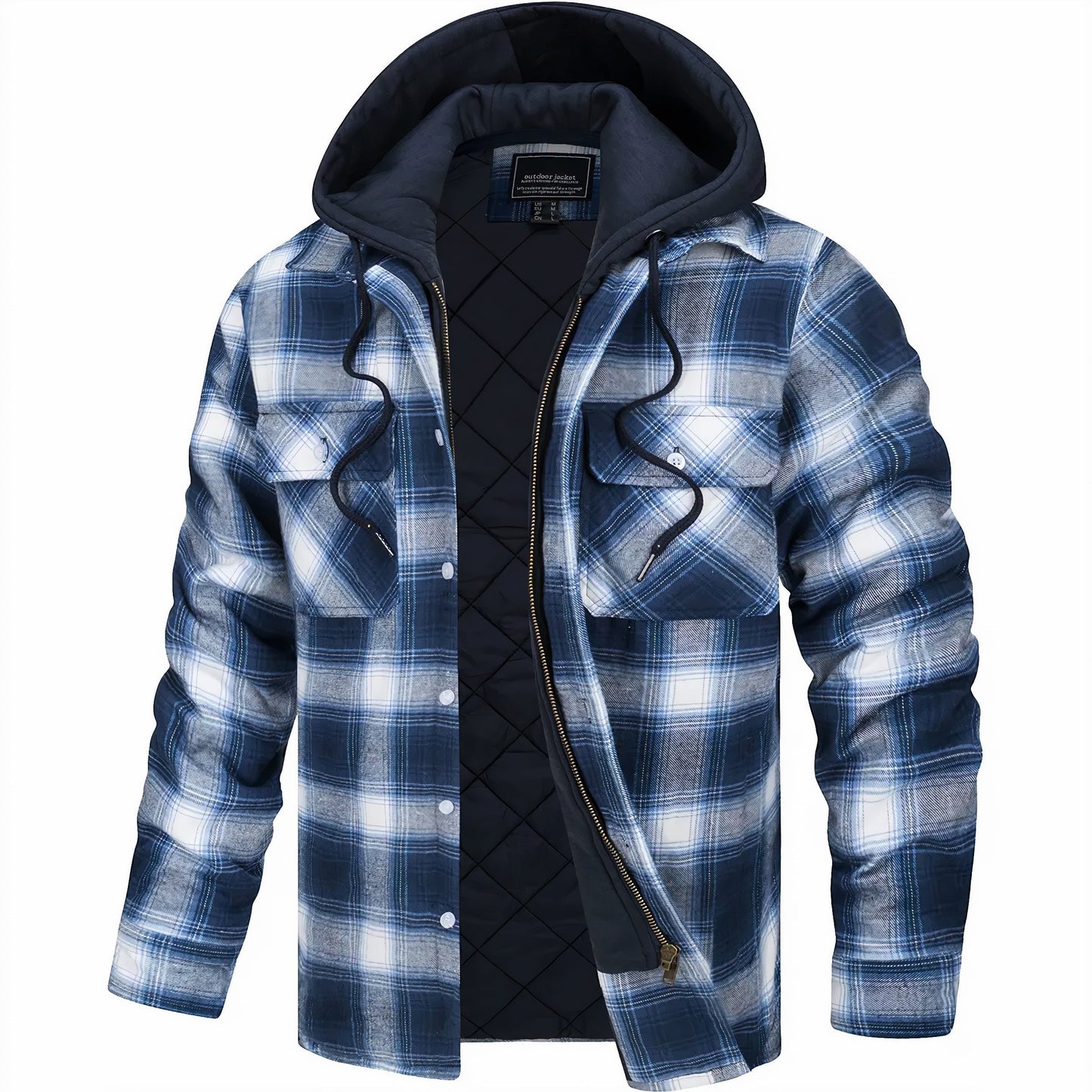 Leon - Karierte Jacke mit Kapuze und Futter