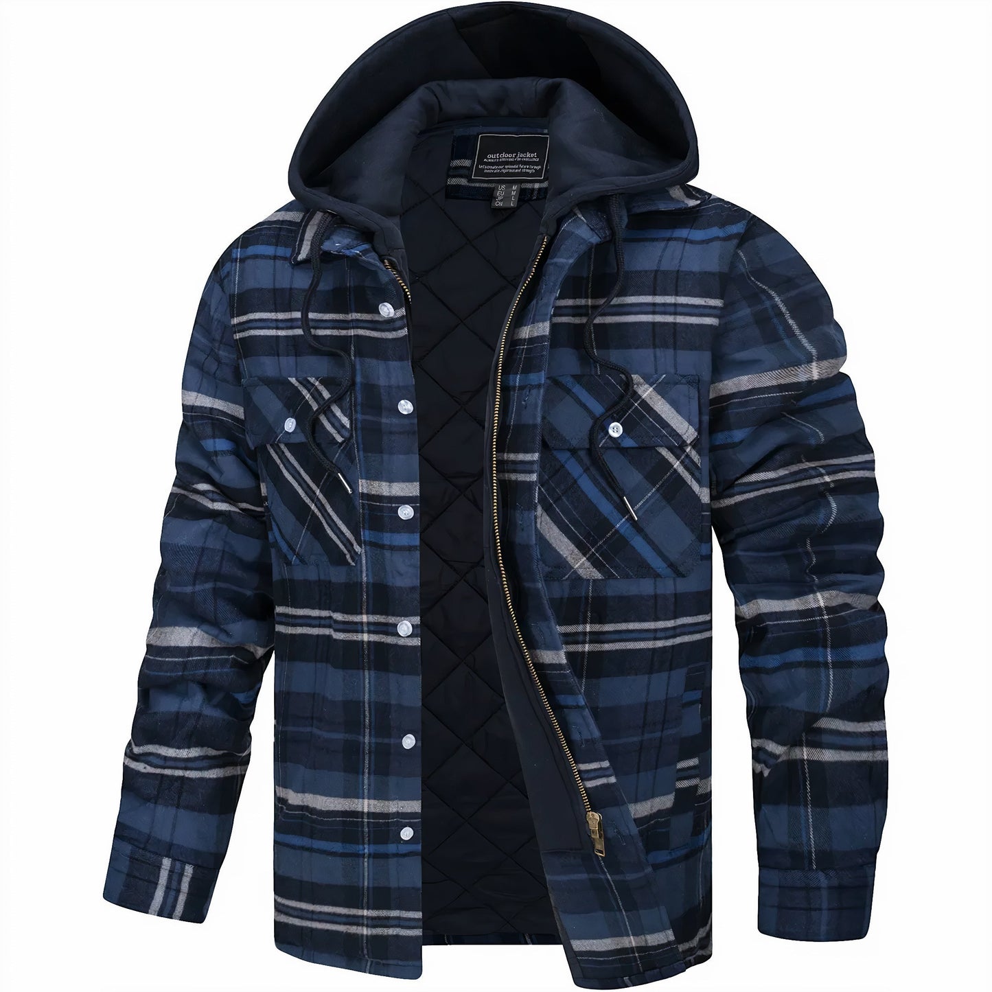 Leon - Karierte Jacke mit Kapuze und Futter