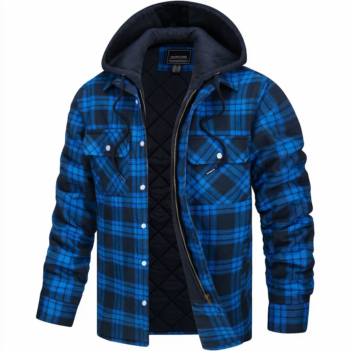 Leon - Karierte Jacke mit Kapuze und Futter