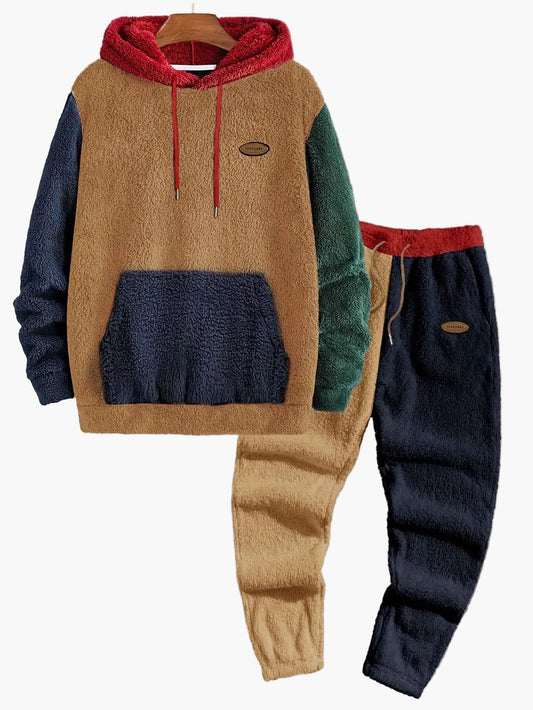Herren Fleece Zwei­tei­li­ges Set Kapuzen­pullover & Jogginghose – Lässiger Winter Freizeitanzug