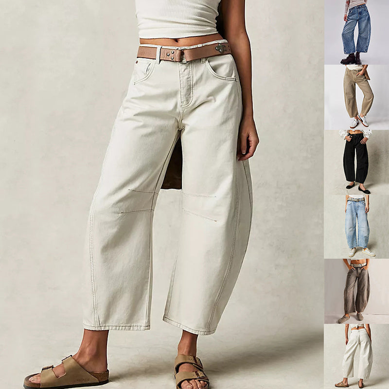 Damen Sommerhose – Weite High Waist Freizeithose mit geradem Bein für Büro oder Alltag