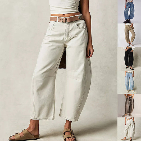 Damen Sommerhose – Weite High Waist Freizeithose mit geradem Bein für Büro oder Alltag