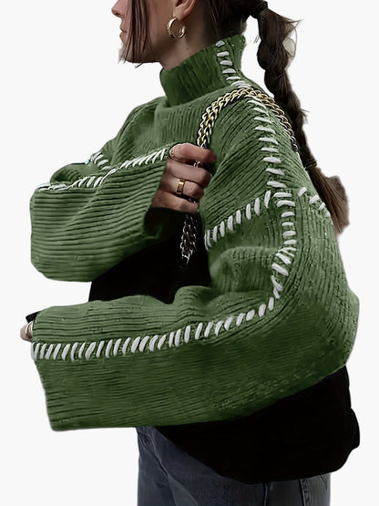 Damen Strickpullover im modernen Oversize-Design mit High Neck – Streetstyle Herbst/Winter