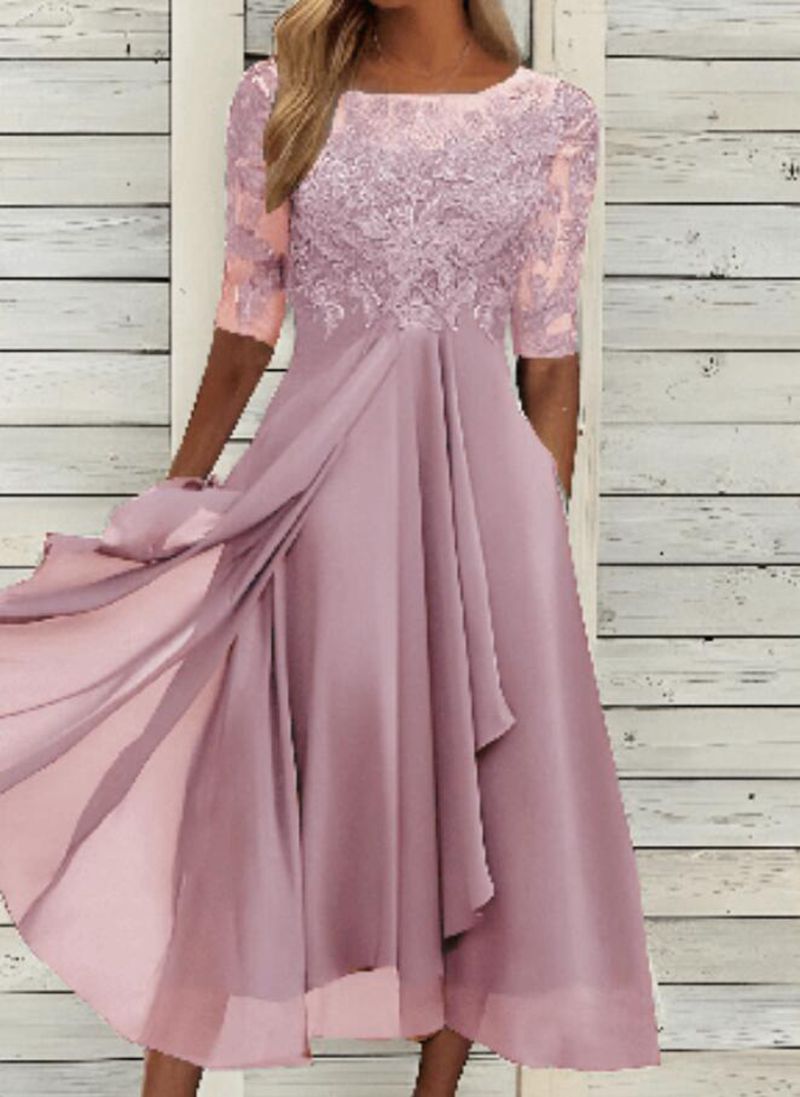 Elegantes Damen Abendkleid mit floraler Spitze