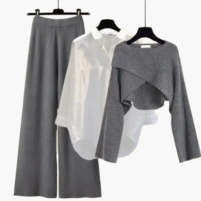 Damen Dreiteiliges Loungewear Set – Modernes Langarm-Outfit für Freizeit & Alltag