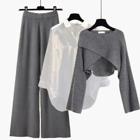 Damen Dreiteiliges Loungewear Set – Modernes Langarm-Outfit für Freizeit & Alltag