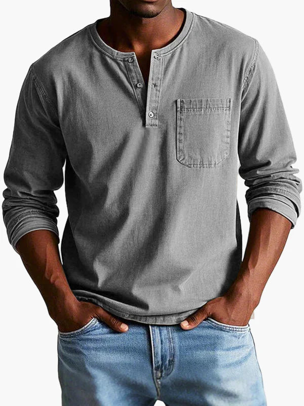 Herren Langarmshirt im Vintage-Stil – Klassisches Freizeithemd für Alltag und Büro
