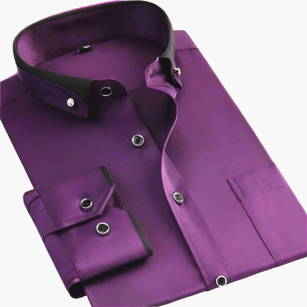 Herren Business Freizeithemd – Klassisches Langarmhemd mit Kontrastkragen für Büro & Alltag